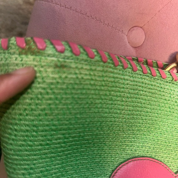 Vintage Juicy Couture Pink and Green Straw Beach Tote! - Picture 7 of 10